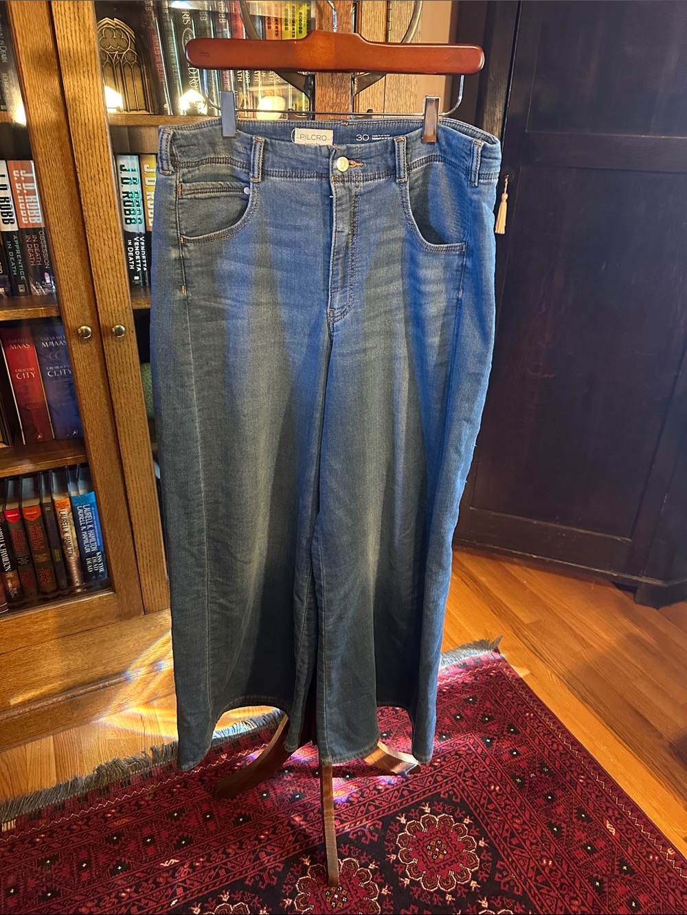 Pilcro High-Rise Wide Leg Jeans in Medium Blue
